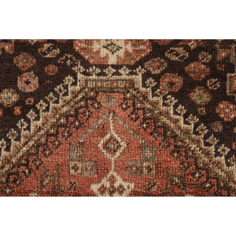 Tribal Qashqai Persian Vintage Area Rug Handmade Orange Wool Carpet - 3'8"x 5'7"