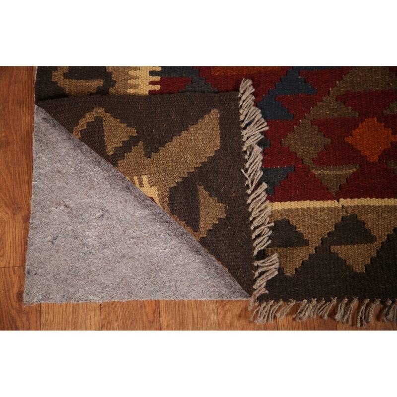 Reversible Kilim Oriental Area Rug Hand-woven Geometric Wool Carpet - 3'3" x 5'2"