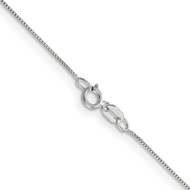Curata 14k White Gold 10" 0.5mm Solid Box Chain Anklet (Spring-ring)