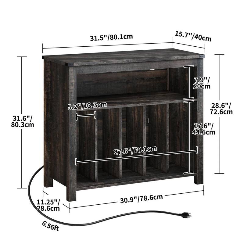 LED Stand with Charging Station and Storage Shelf Gray - 42 inches