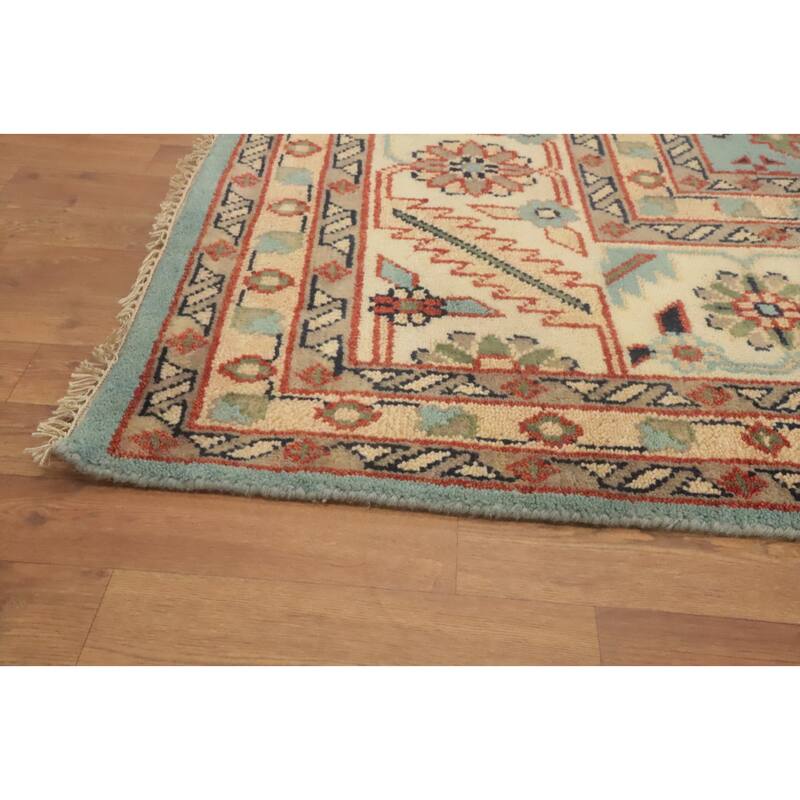 Hand-knotted Transitional Wool Carpet Blue Oushak Rug Floral Oriental Area Rug - 14' 10'' X 11' 10''