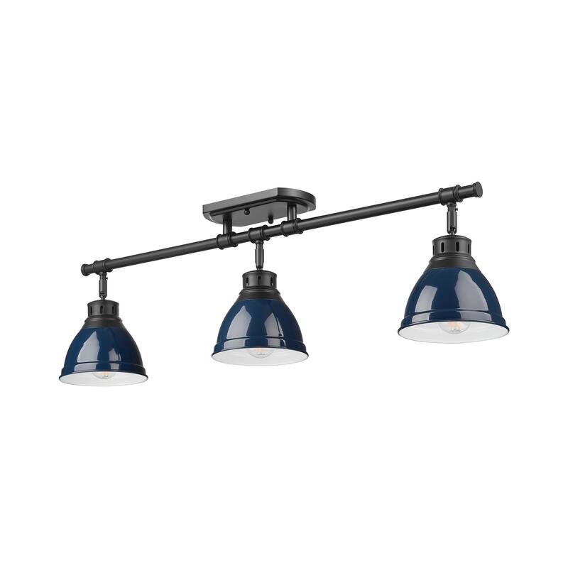 Yep by Golden Lighting Duncan 3-light Semi-Flush Mount in Matte Black and Navy Blue shade - Matte Black - 3-Light Semi-flush