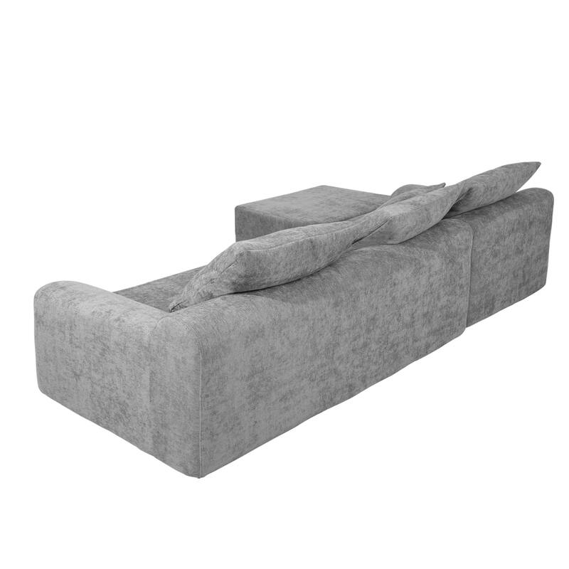 111.2" L-Shaped Sectional Sofa - Modular Velvet Couch with Adjustable Chenille Configurations
