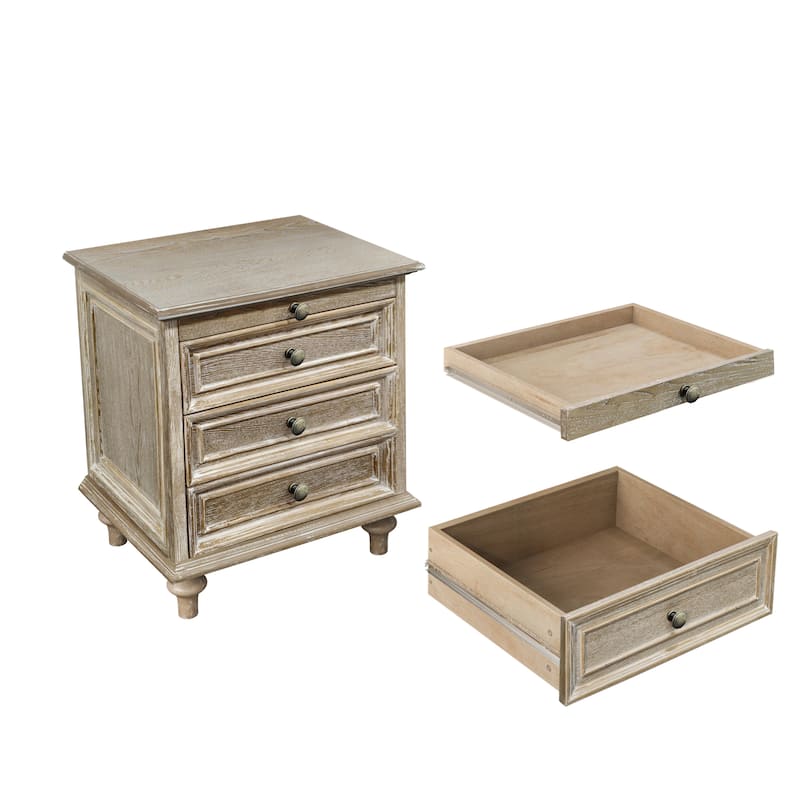 Nightstands with 4 Drawer,Wood Storage End Table with Hidden Pull-Out Shelf, with 4 Solid Wood Feet and Metal Handle