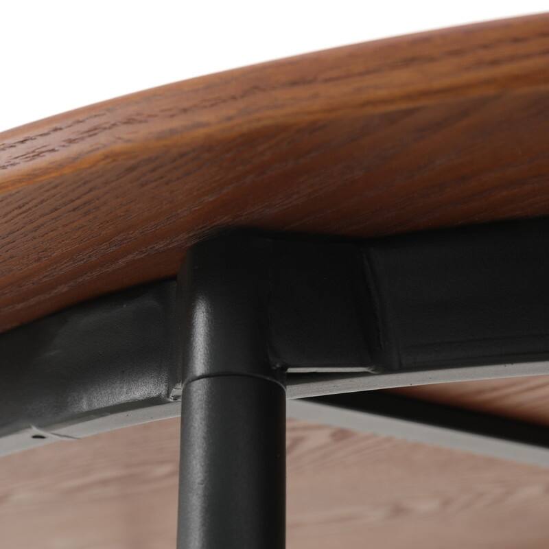 Tule Modern 9-Piece Dining Set with Solid Wood Top Oval Dining Table and Fabric Upholstered Black Steel Legs