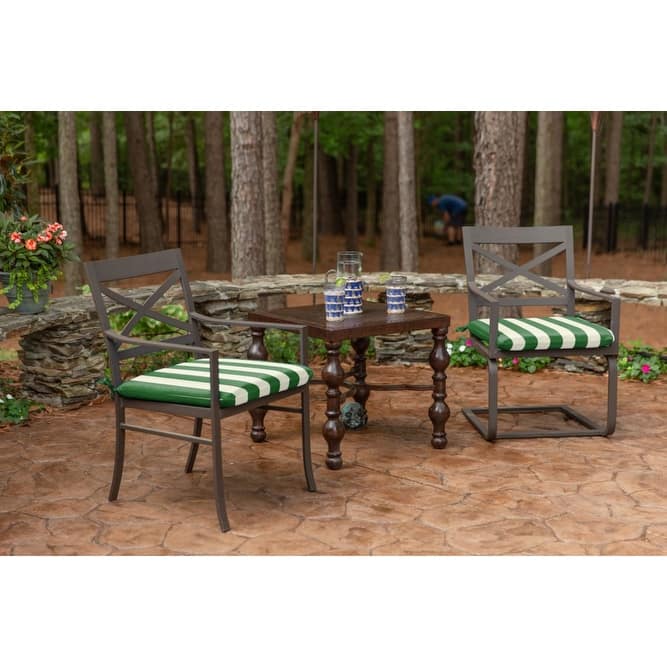 Sunbrella® Stripe Fabric 2-Piece Indoor/Outdoor Seat Pad Cushion, 18"W x 18"L, Maxim Forest Green