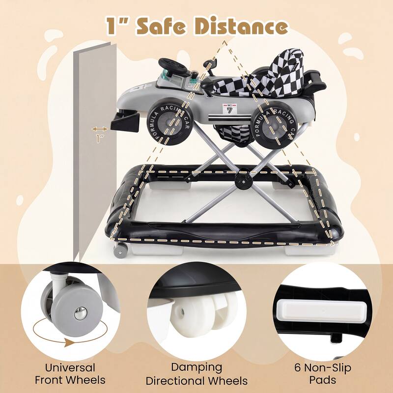 Gymax 4-in-1 Baby Push Walker Activity Center w/3-Level Adjustable