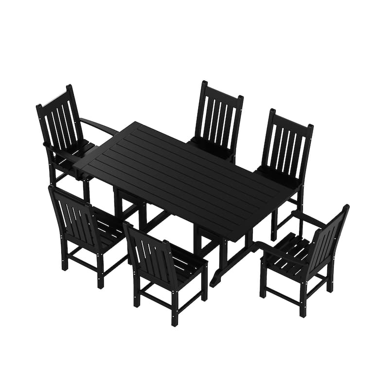 Laguna Hdpe All Weather Outdoor Patio Dining Set with Rectangle Table, Side Chairs (7-Piece Set)