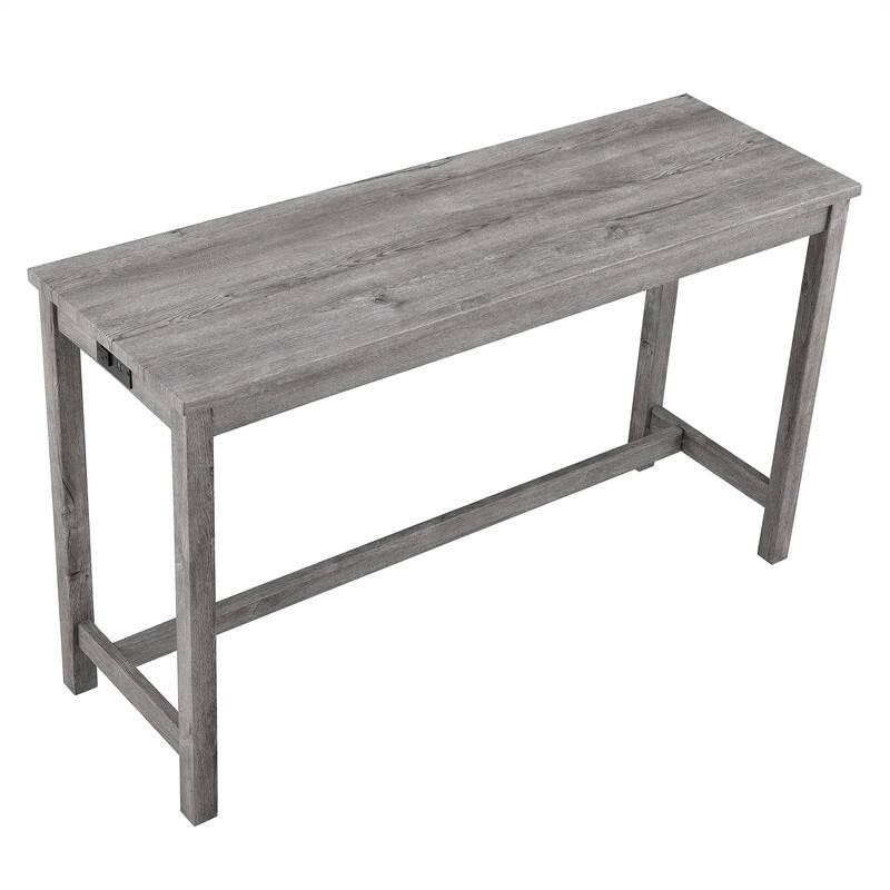 Bar Table Set with 3 Stools and Power Outlet
