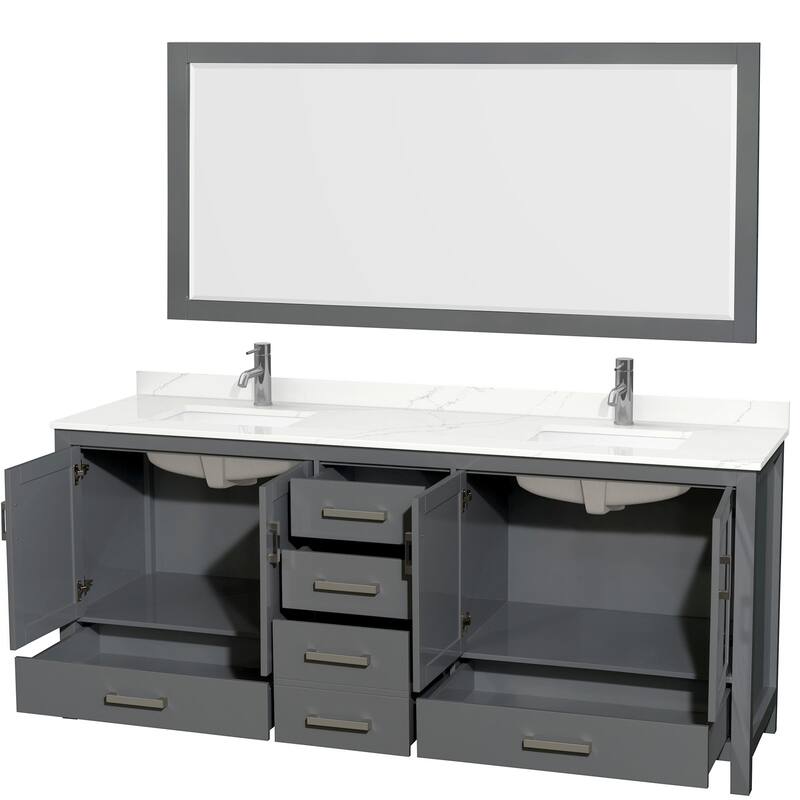 Wyndham Collection WCS141480D-QTZ-UNSM70 Sheffield 80" Free Standing