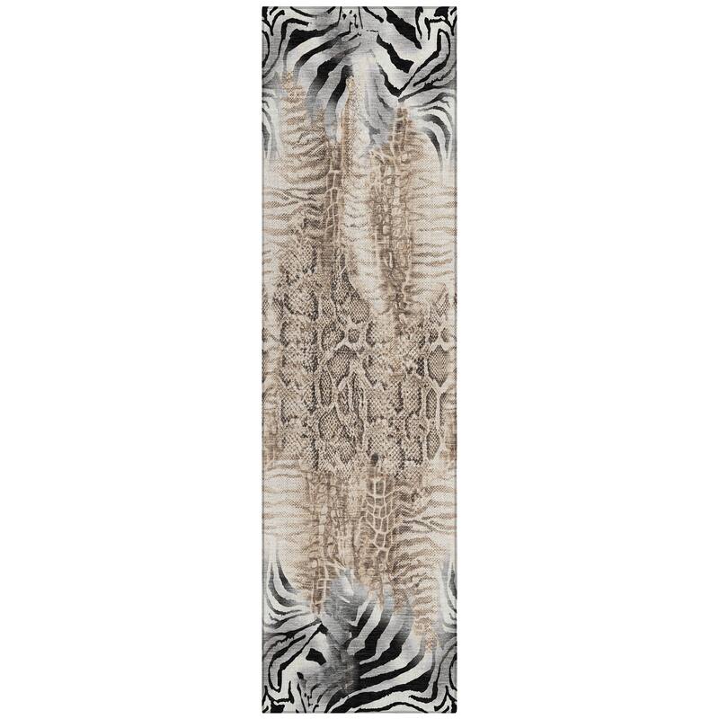Machine Washable Indoor/ Outdoor Modern Animal Print Chantille Rug