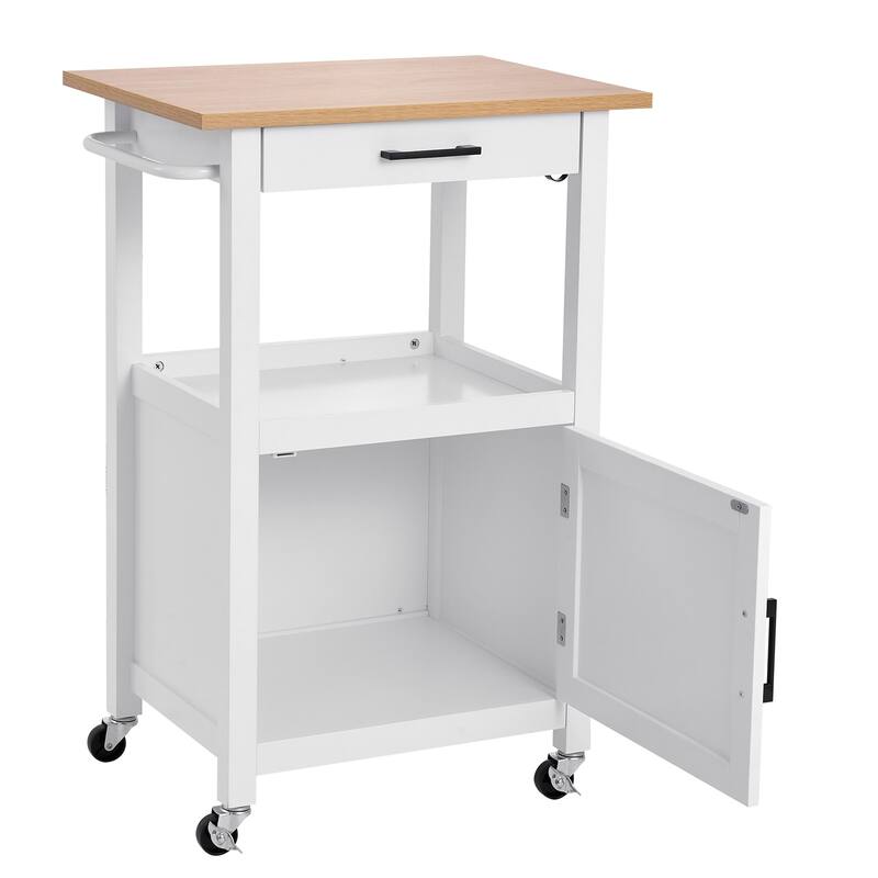 18x23" Kitchen Island Cart Rolling Storage Table with Single Door Cabinet