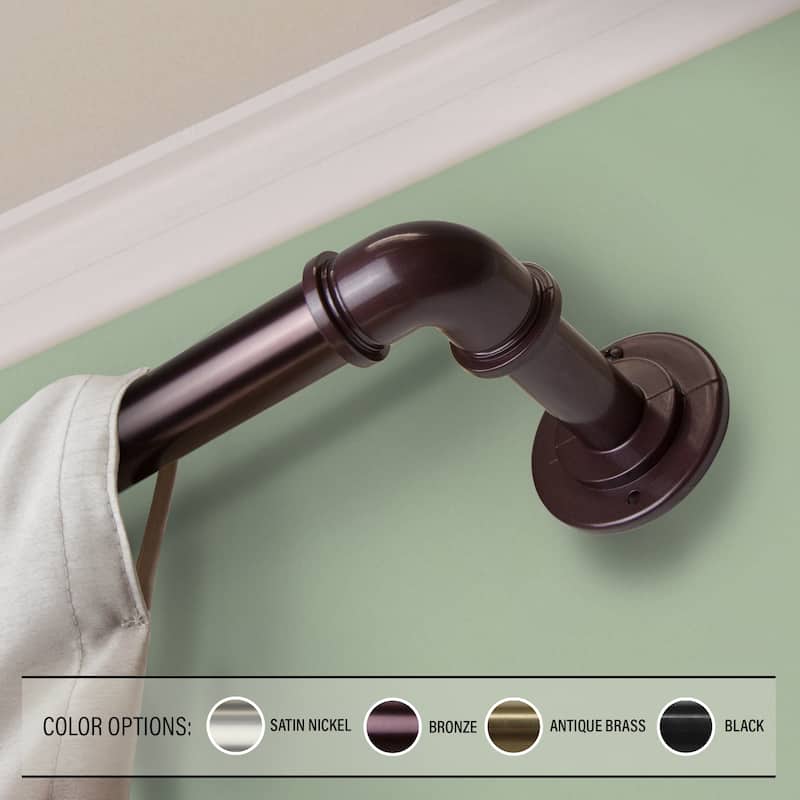 InStyleDesign Industrial Steel Pipe 1-inch Adjustable Curtain Rod - 120 to 170 inches - bronze