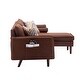 preview thumbnail 5 of 3, Mia Brown Linen Fabric Sectional Sofa Chaise with USB Charger & Pillows