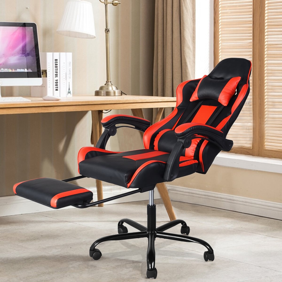 Porch Den Zackwood Ergonomic Racer Style Gaming Chair with Footrest Bed Bath Beyond 28081509