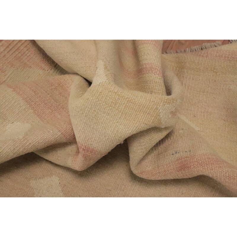 Hand Woven Oriental 100% Wool Carpet Southwestern Tribal Beige & Ivories Kilim Area Rug - 7' 0'' X 4' 9''
