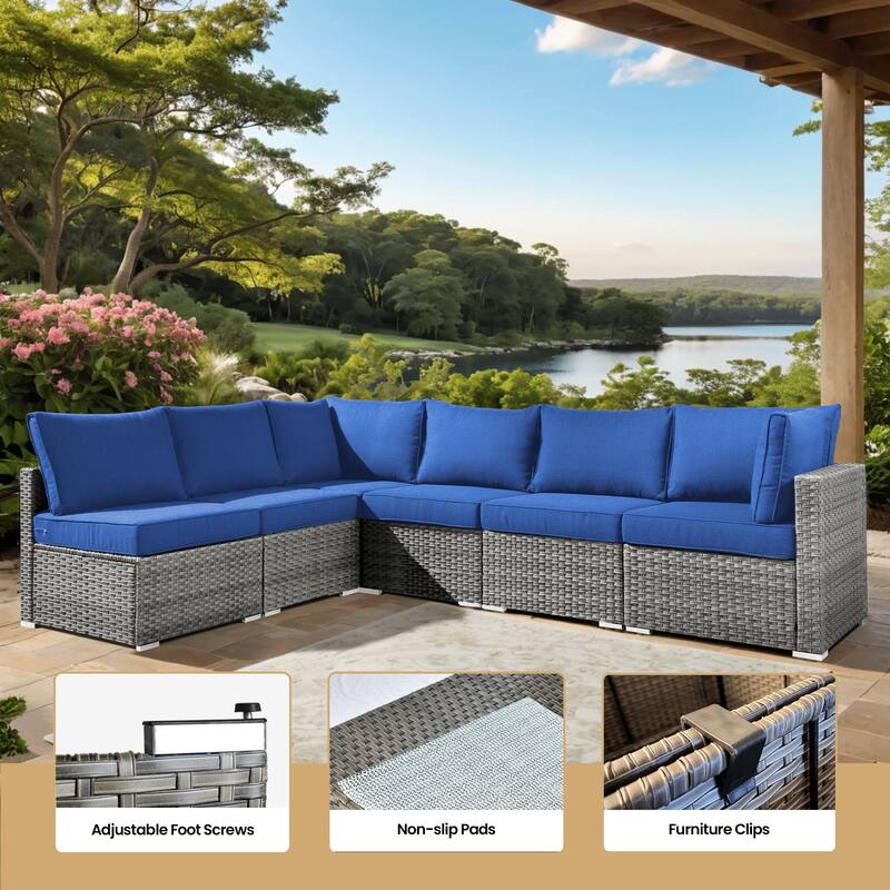 XIZZI 8-piece Patio Wicker Furniture Sectional Set with Firepit