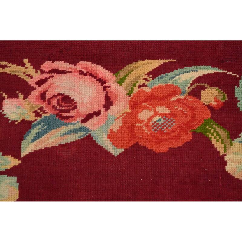 Hand Knotted Oriental 100% Wool Carpet Traditional Floral Red Karabagh Area Rug - 3' 3'' X 2' 6''