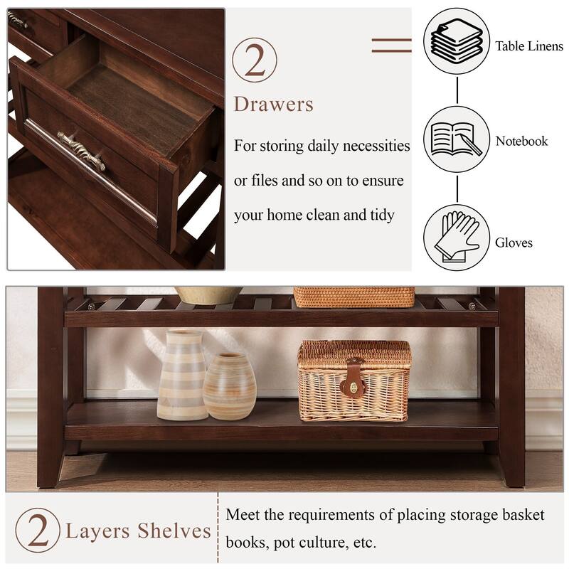 Furniture of Antique Solid Wood 3-drawer Sofa Console Table