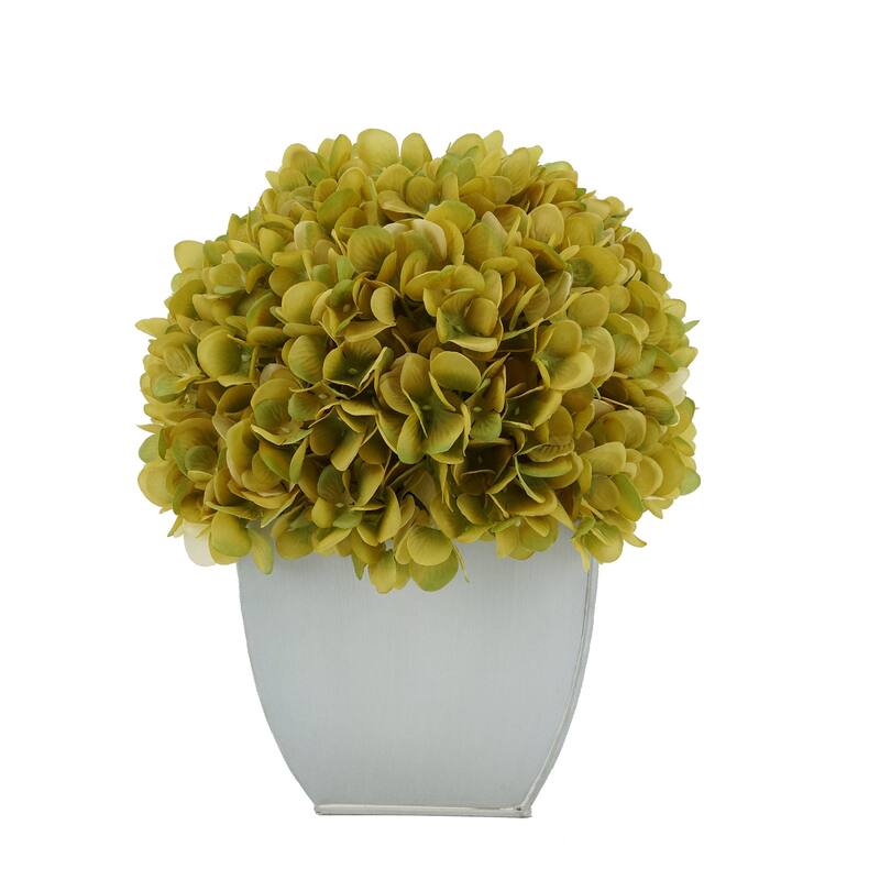Faux Hydrangea in Cream Tapered Zinc Cube