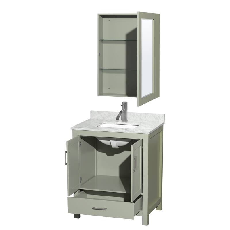 Wyndham Collection Sheffield Single Vanity Set, Medicine Cabinet