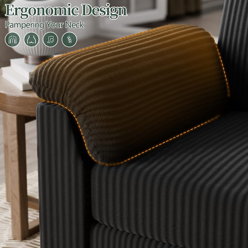 Futzca ​Sectional Sofa Couch, 3 Seat L Shaped Sofa with Removable Pillows