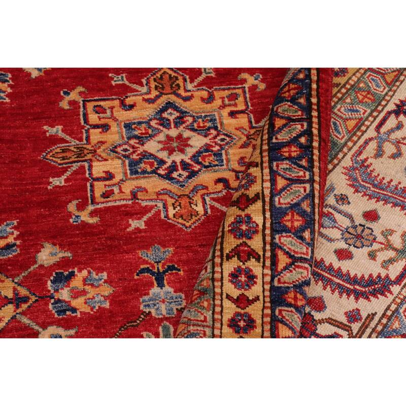 Rustic Super Kazak Nova Red/Beige Hand Knotted Wool Rug - 8'5'' x 10'3''