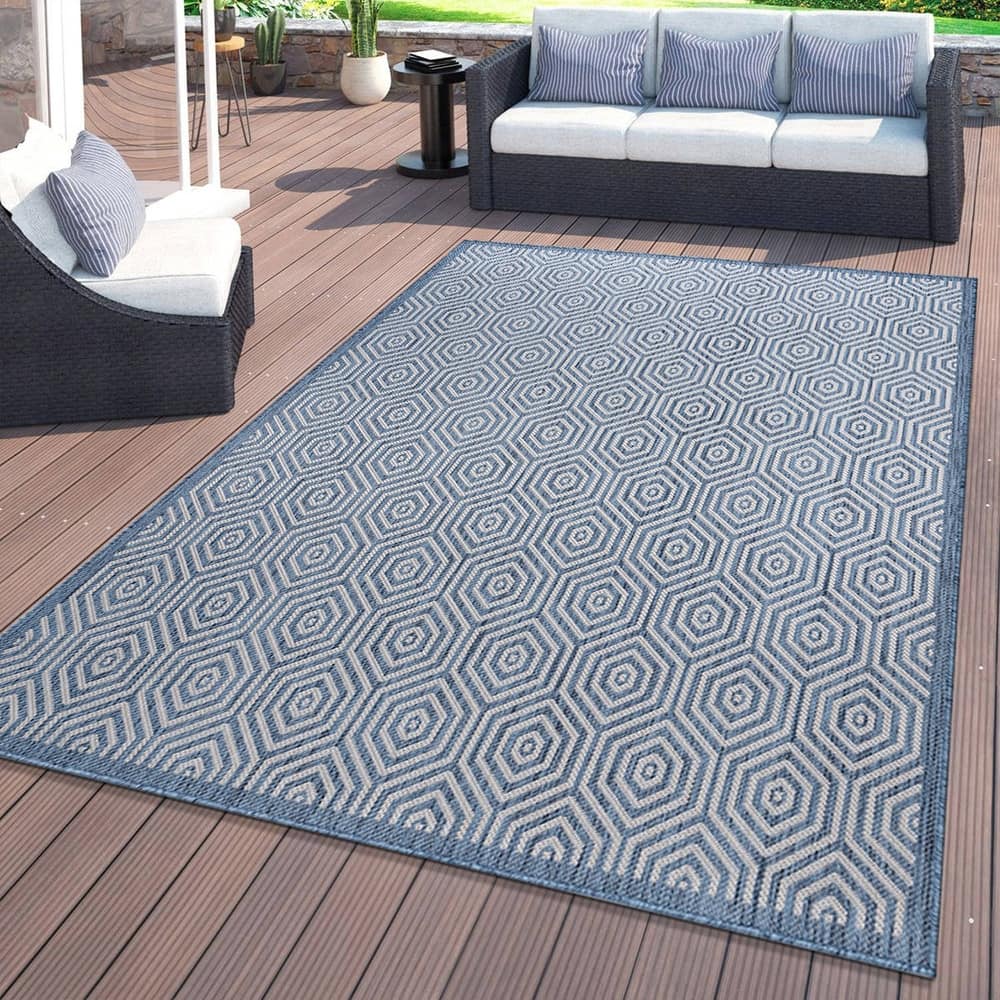 World Rug Gallery Modern Geometric Textured Flat Weave Indoor/Outdoor Area Rug