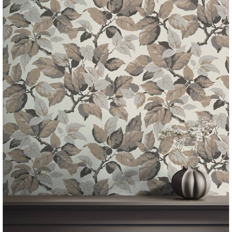 Canopy Beige Leaf Wallpaper