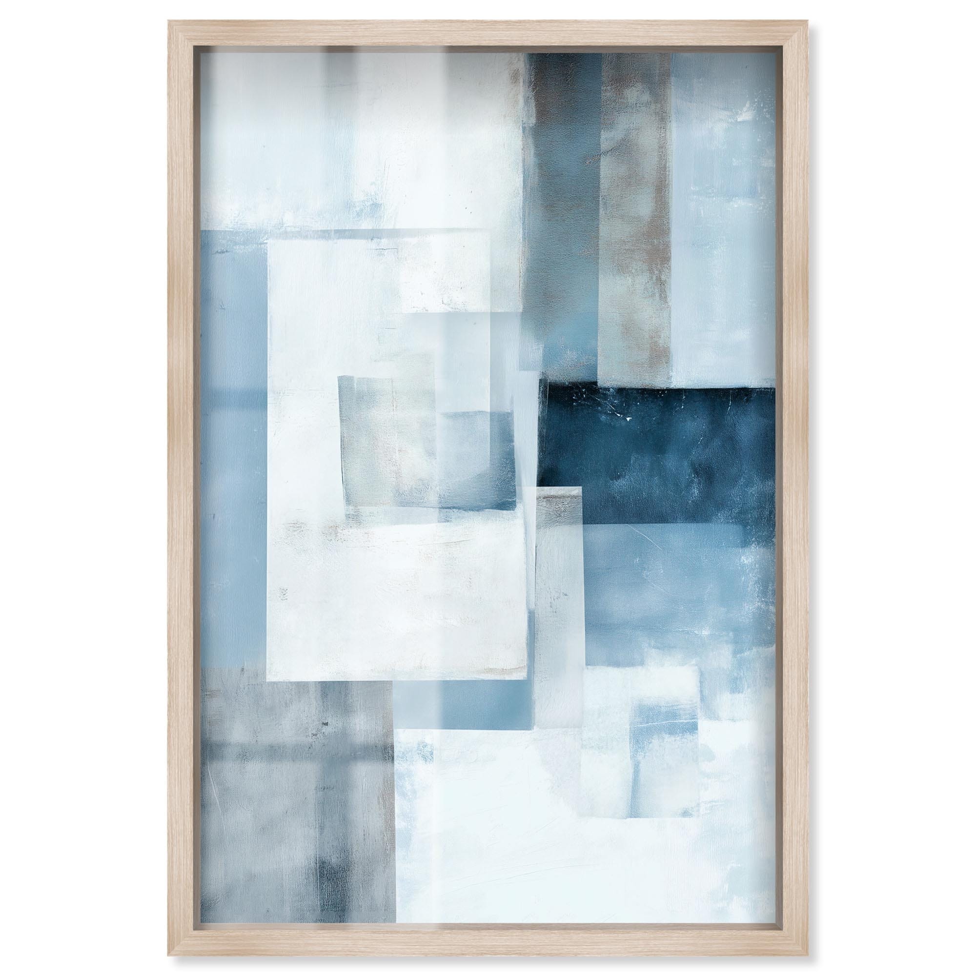 Weight of Ice Blue Abstract Art Shadowbox Print by Art Remedy