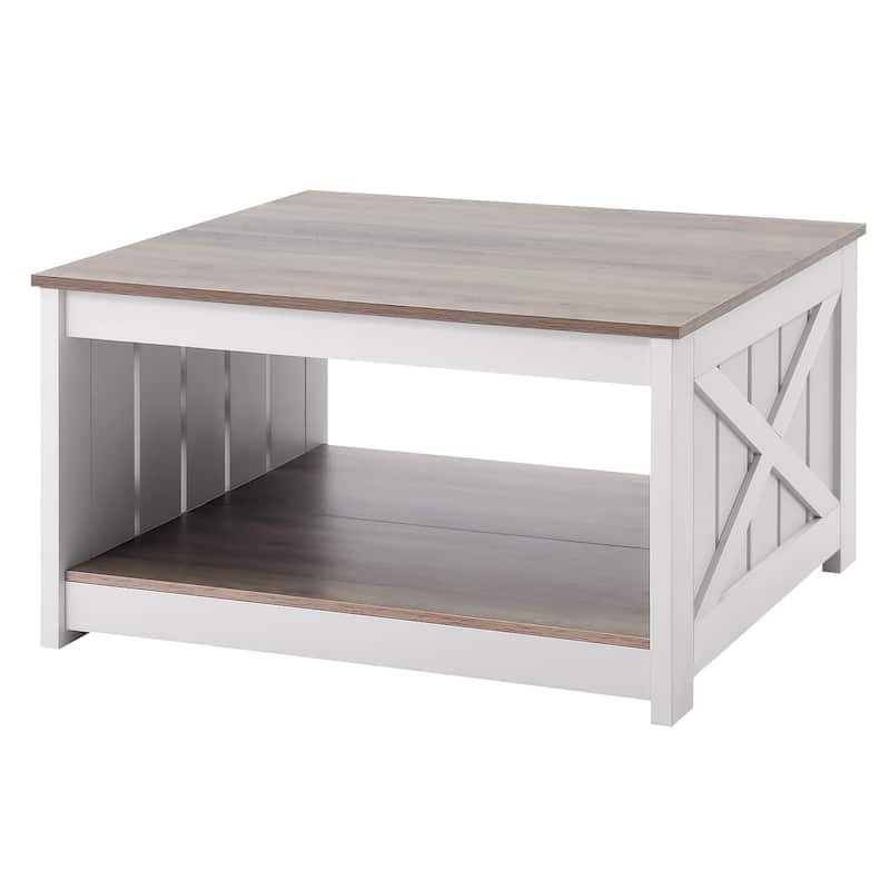 31.5" Coffee Square Table with Open Storage Compartment Suitable for Small Space - 31.5” x 31.5” x 17.9”