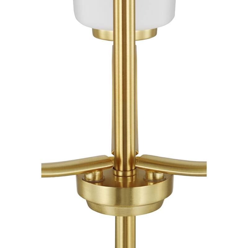 Adley Collection Nine-Light Satin Brass Etched White Glass New Traditional Chandelier - 28 in x 28 in x 26.12 in
