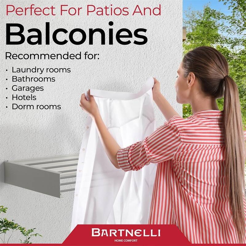 Wall Mounted Clothes Drying Rack - 13.8"D x 27.5"W x 3.9"H