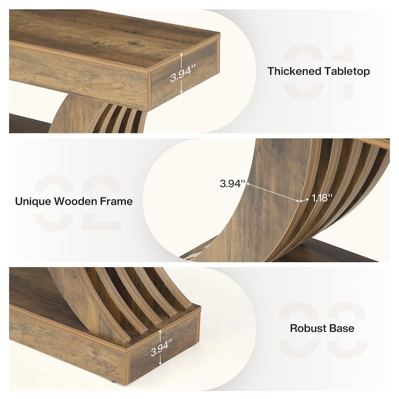 Long Farmhouse Entryway Table with Storage