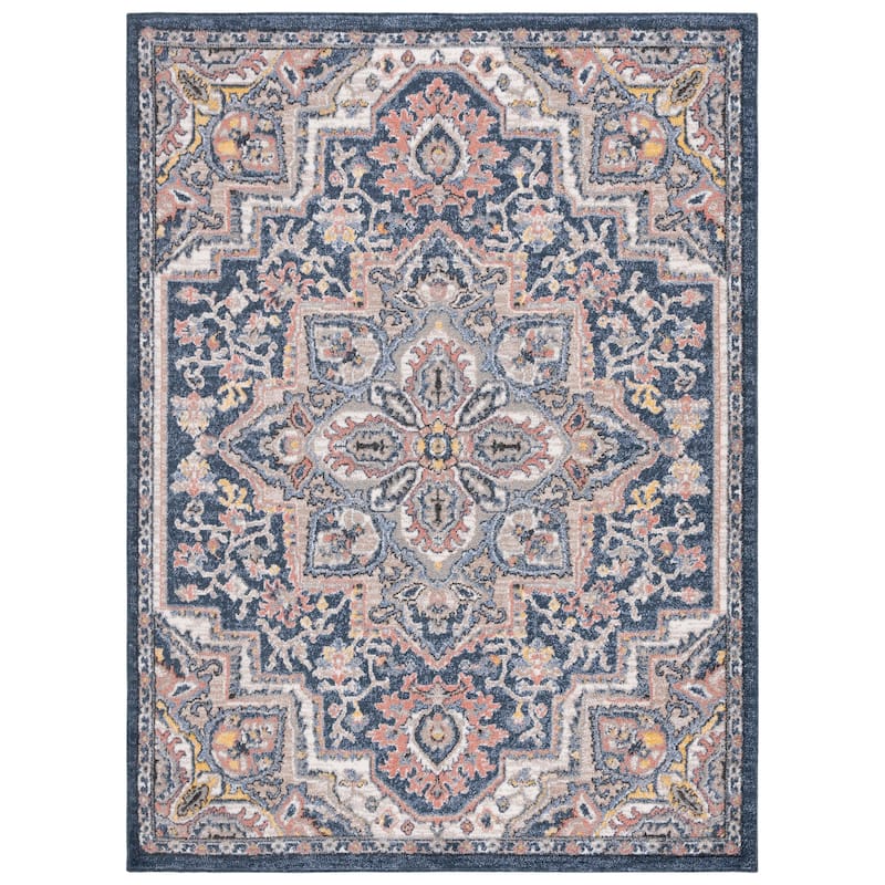 SAFAVIEH Astoria Mirabela Traditional Oriental Rug - 6'7" Square - Blue/Beige