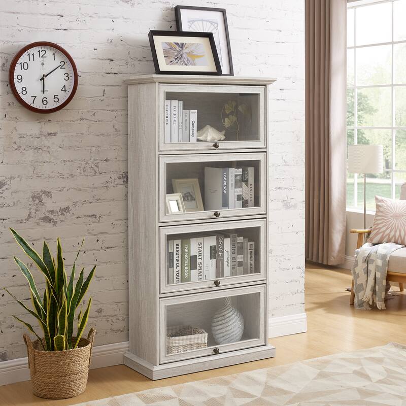 4 Tier Glass Display Cabinet for Living Room Stylish Storage Curio Cabinet