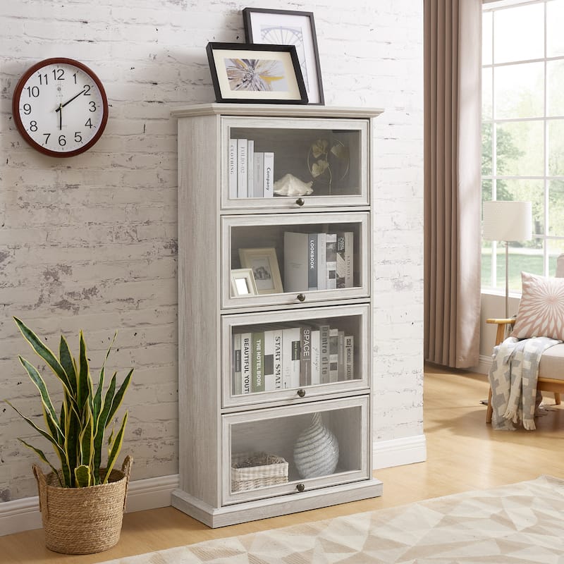 GDF Studio - Modern Cabinet Storage Curio Cabinet with Flip-Up Doors