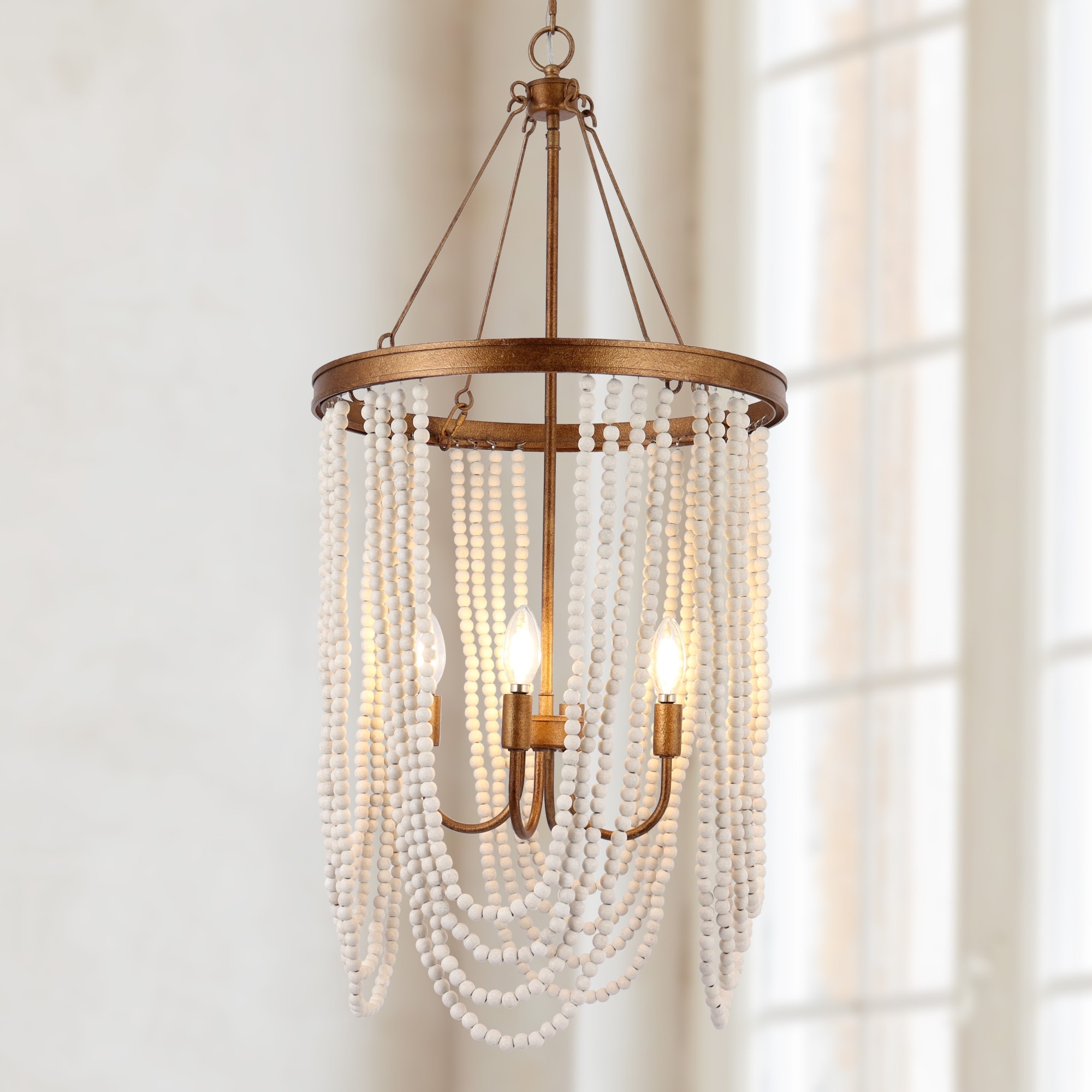 Large wood bead chandelier outlet