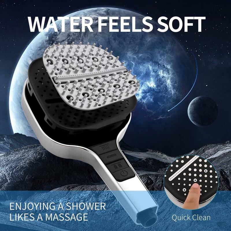 8 Setting Spray Square Handheld Shower Head with Upgrade Piano-Key Button