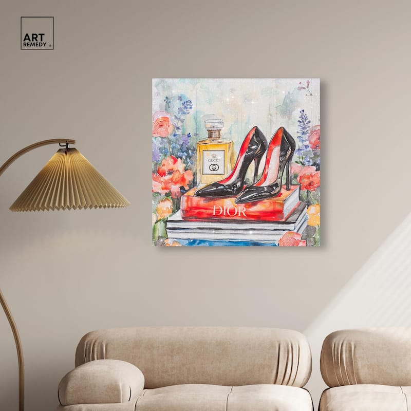 Lovely Garden Books and Heels Canvas by Art Remedy, Gallery Wrapped