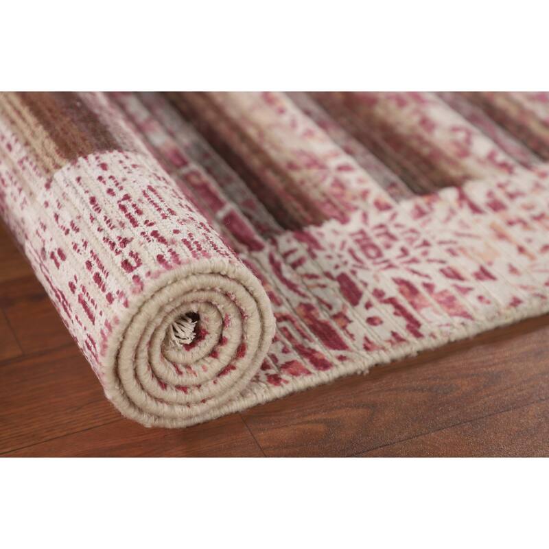 Striped / Modern Abstract Accent Rug Hand-Knotted Wool Carpet - 2'8"x 4'10"