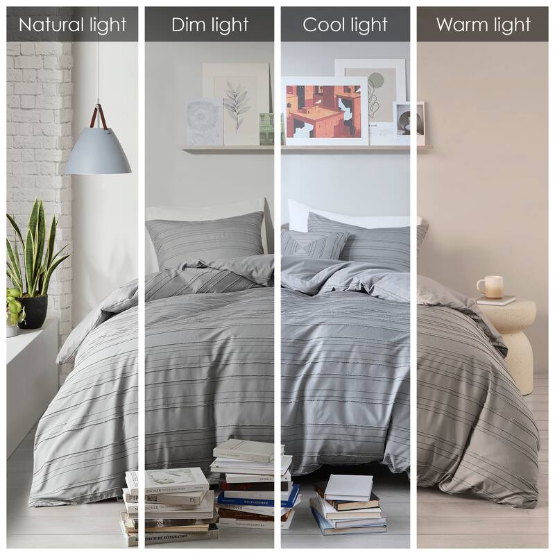 Intelligent Design Milo Cationic Dyed Clip Jacquard Duvet Cover Set with Throw Pillow