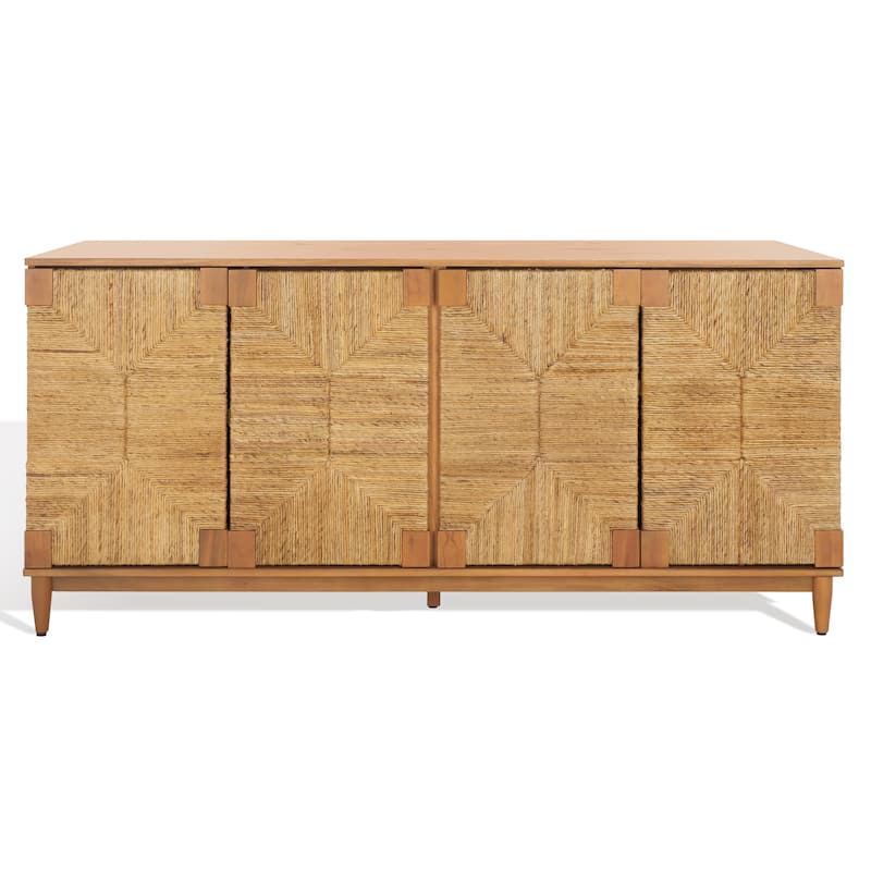 SAFAVIEH Couture Nedime Banana Stem 4-Door Sideboard - 69.8 In. W x 18.1 In. D x 32 In. H - 70Wx32Dx18H - Natural