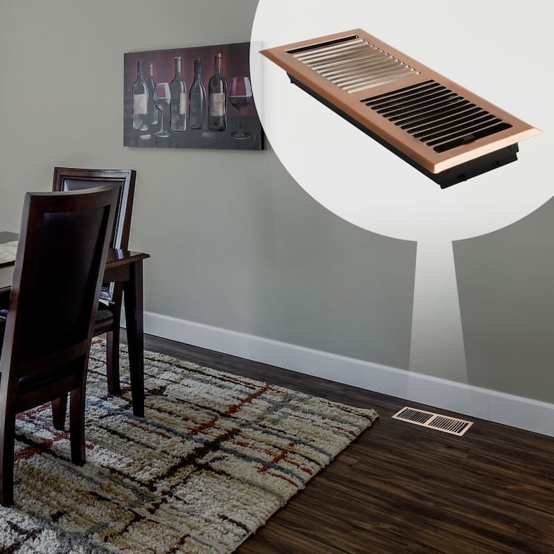 Akicon Stripe Design 4"x12" Floor Register with Trap Net