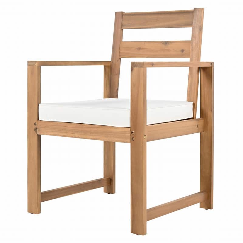 Acacia Wood 7 Piece Patio Dining Table and Chairs Set with Umbrella Hole for Outdoor Gatherings and Relaxation