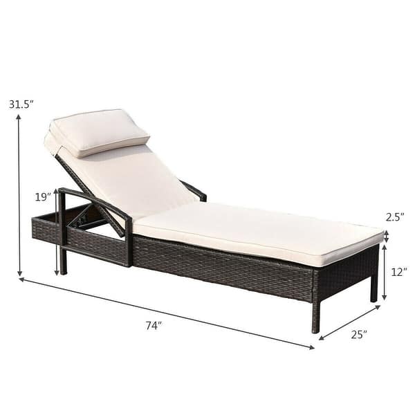 Costway Chaise Lounge Chair Brown Outdoor Wicker Rattan Couch Costway Chaise Lounge Chair Brown