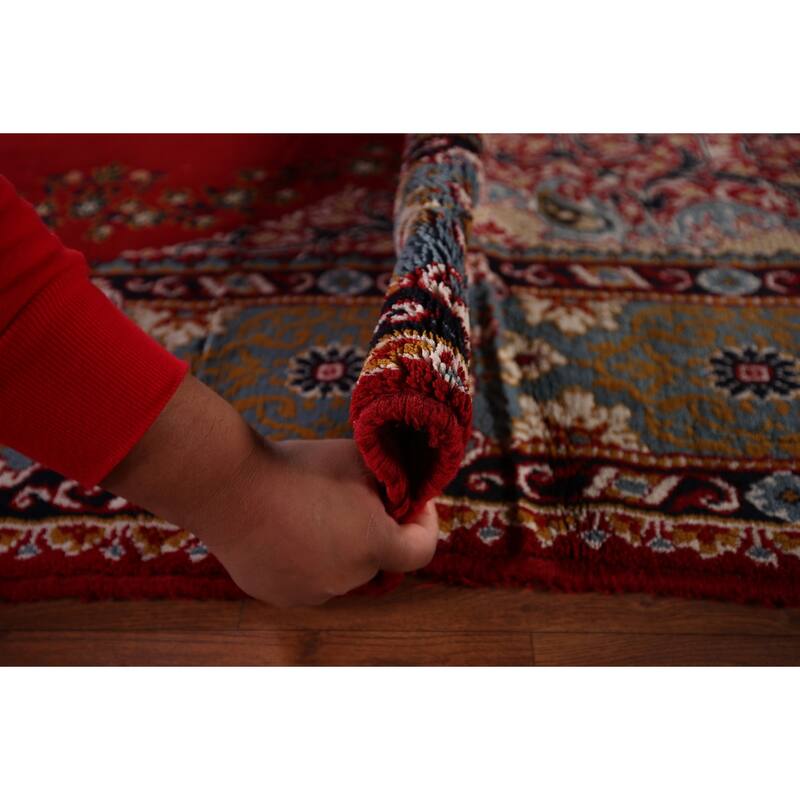 Paisley Red Floral Kashan Turkish Area Rug Bedroom Machine Made Carpet - 9'8" x 12'9"