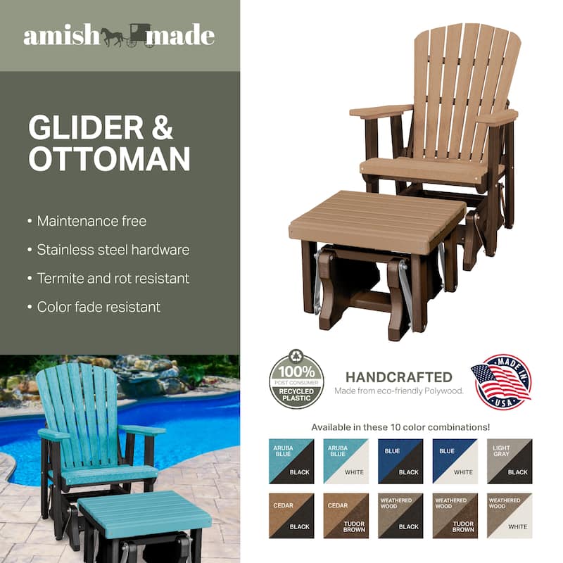 American Furniture Classics Fan Back Glider and Ottoman Glider, Made in the USA