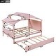 preview thumbnail 21 of 31, Full Size Solid Wood House Bed with Trundle and Storage for Kids