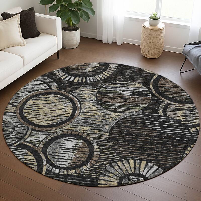 Machine Washable Indoor/ Outdoor Modern Grover Chantille Rug